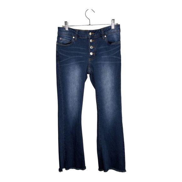 Tahari jeans flare stretch button fly rough hem ankles size4 - Picture 1 of 7